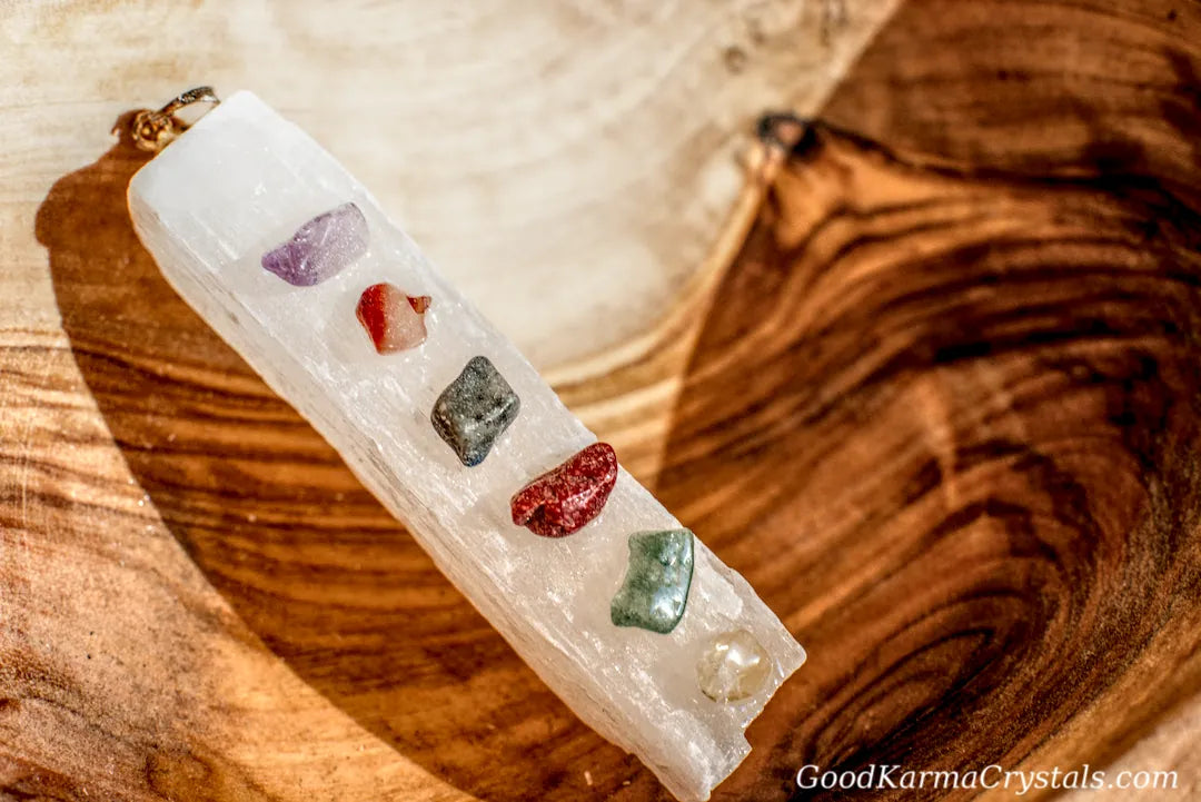 SELENITE W/CHAKRA PENDENT image 0
