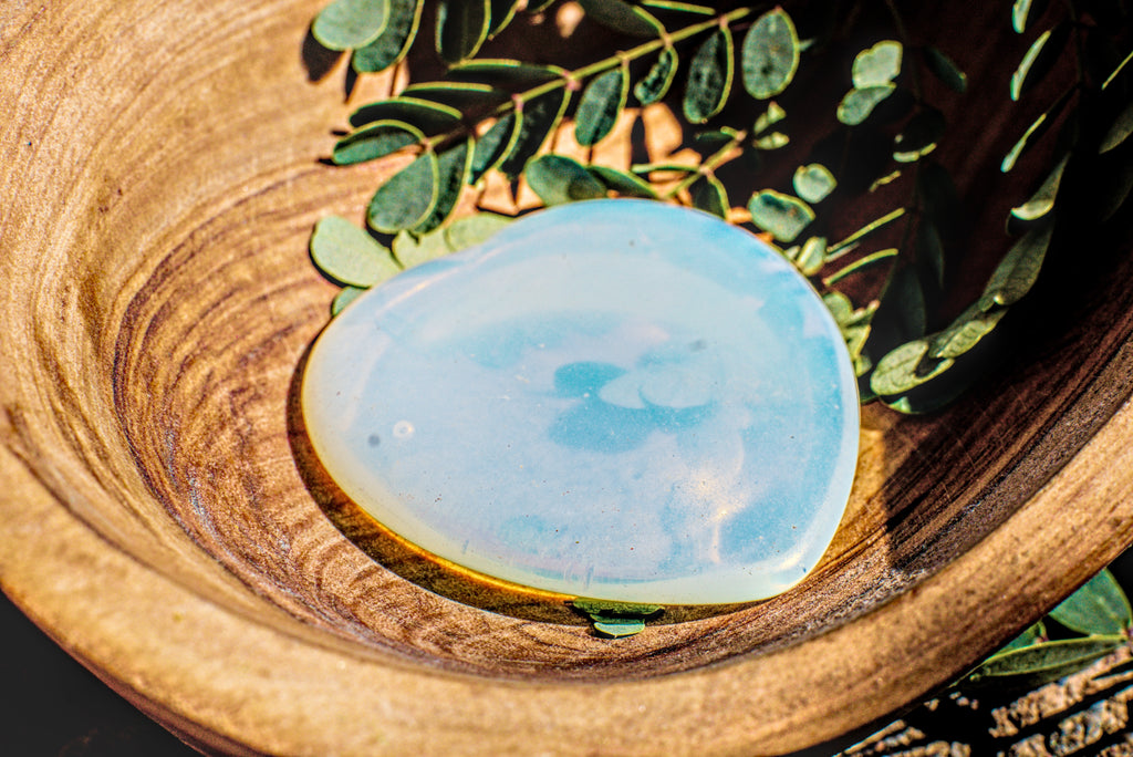 Opalite - Heart Worry Stone