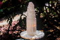 Selenite Tower Lamp 11"