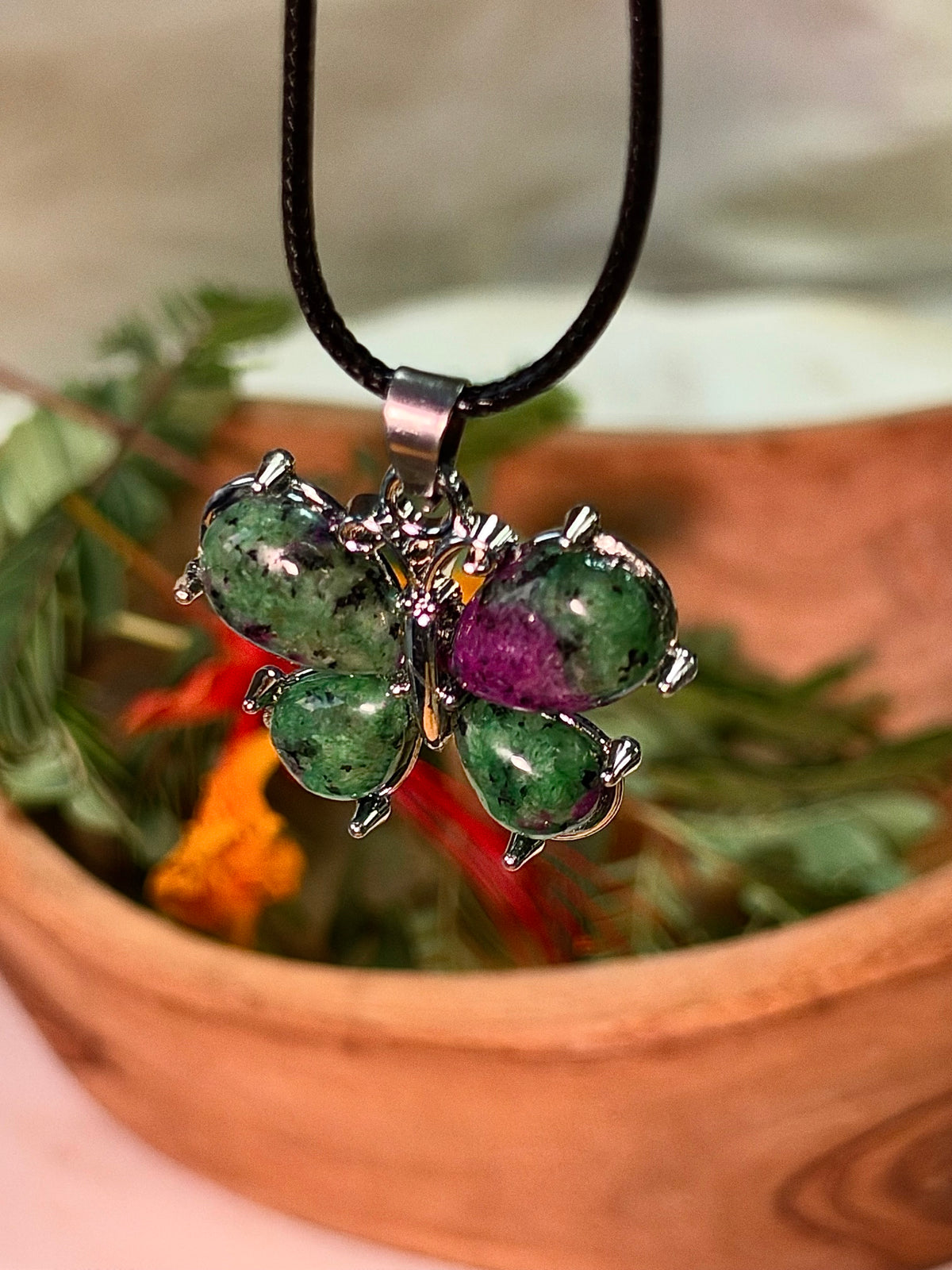 Ruby Zoisite - Butterfly Pendant