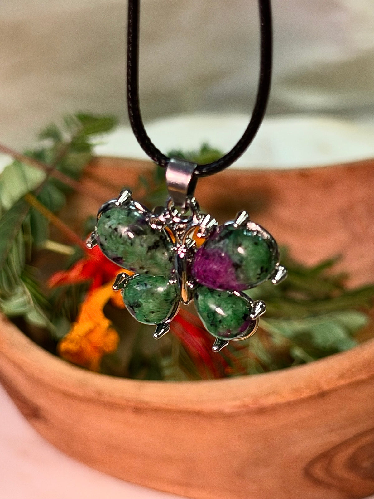Ruby Zoisite - Butterfly Pendant