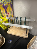 Wood + Silver 2 Bar Crystal Charging Station (Bring Your Own Selenite)
