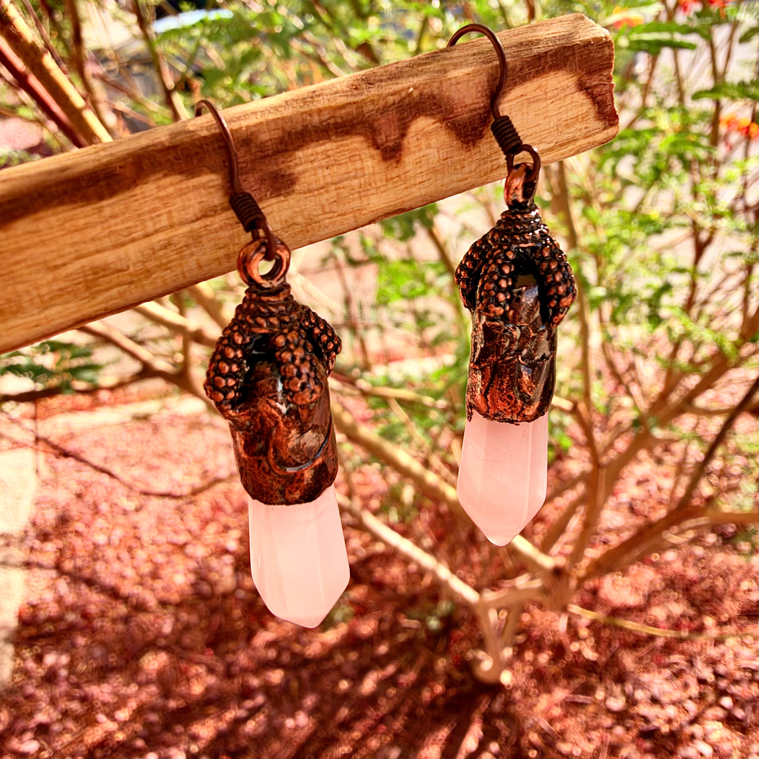 Rose Quartz - Claw Earrings