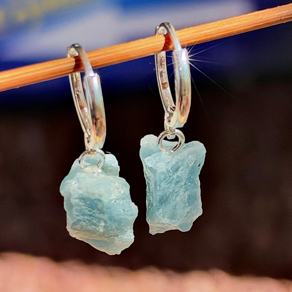 Aquamarine Raw Earrings