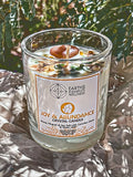 Joy & Abundance - Carnelian Crystal Heart & Green Jade - Candle