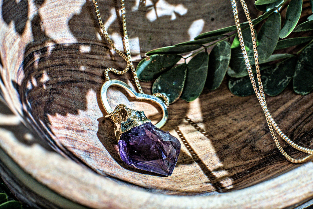 Amethyst -Raw Heart Necklace