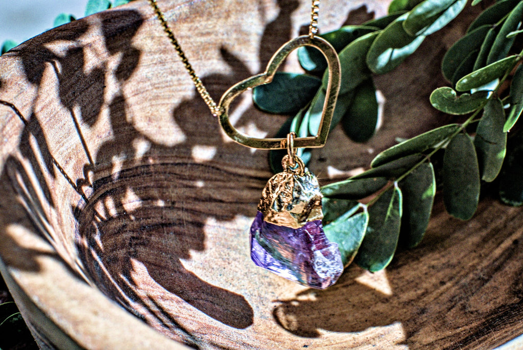 Amethyst -Raw Heart Necklace