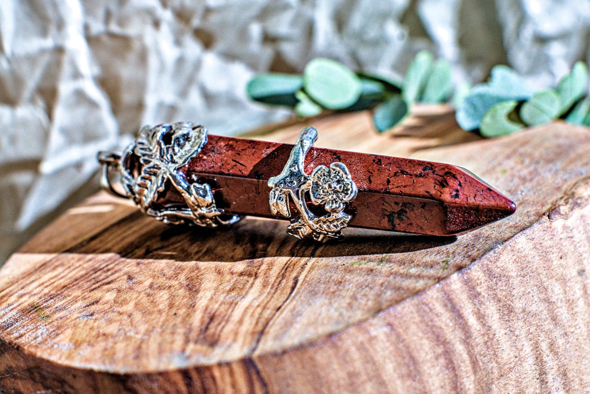 Red Jasper -Hexagonal Wrapped Pendant