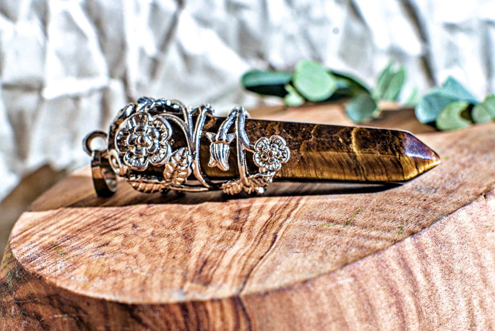 Tiger's Eye -Hexagonal Wrapped Pendant