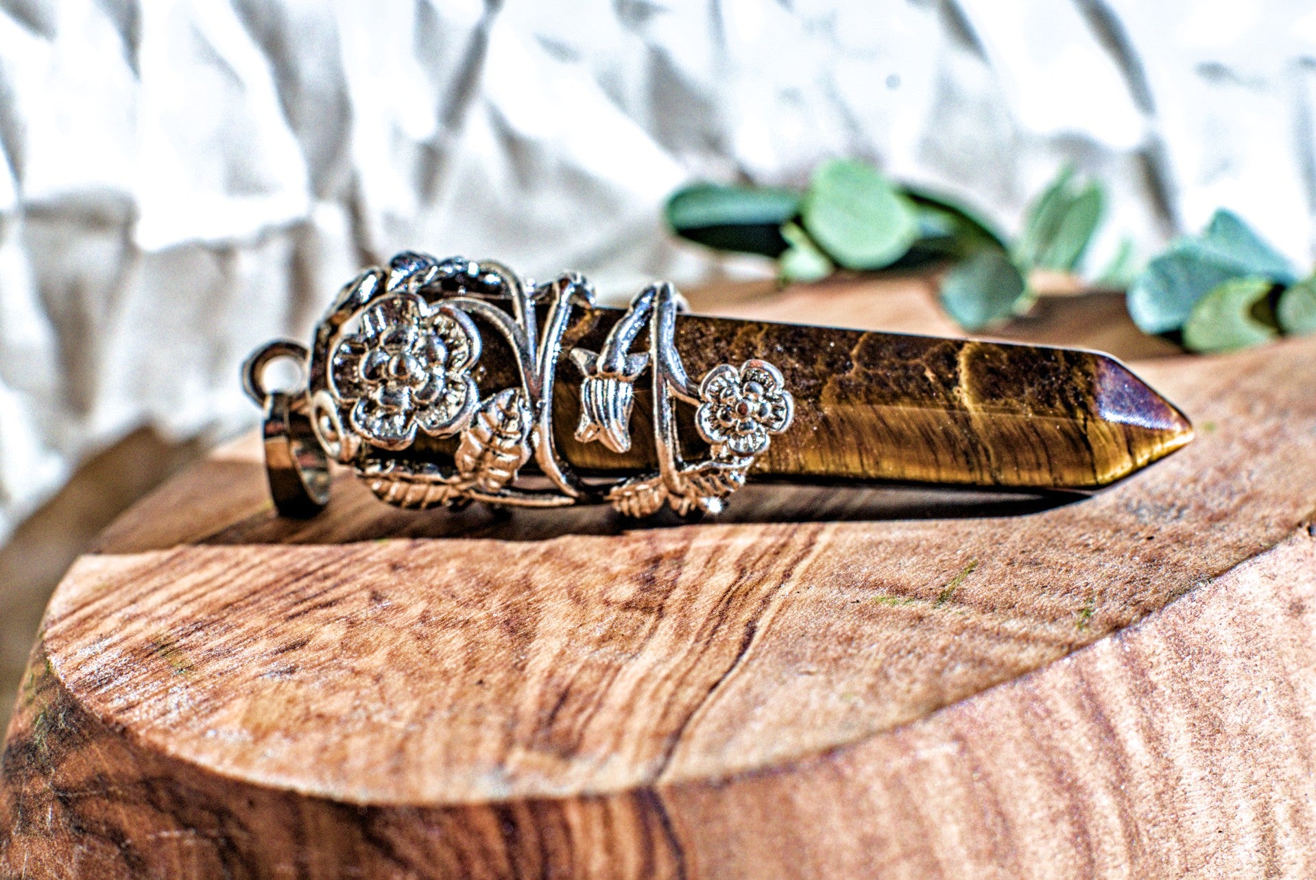 Tiger's Eye -Hexagonal Wrapped Pendant