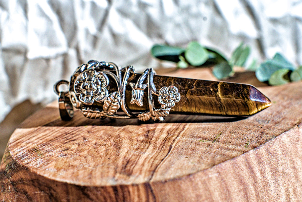 Tiger's Eye -Hexagonal Wrapped Pendant
