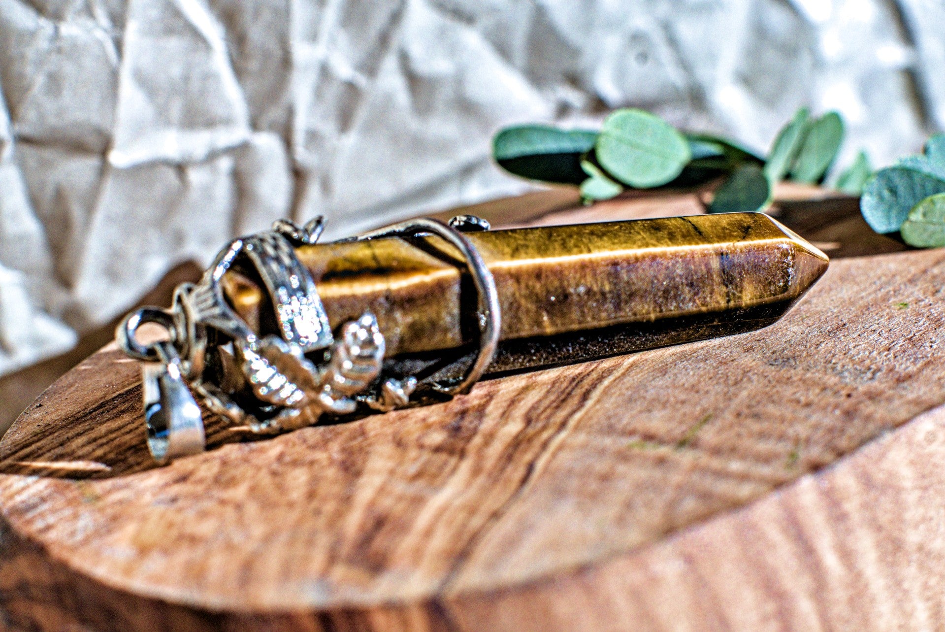 Tiger's Eye -Hexagonal Wrapped Pendant