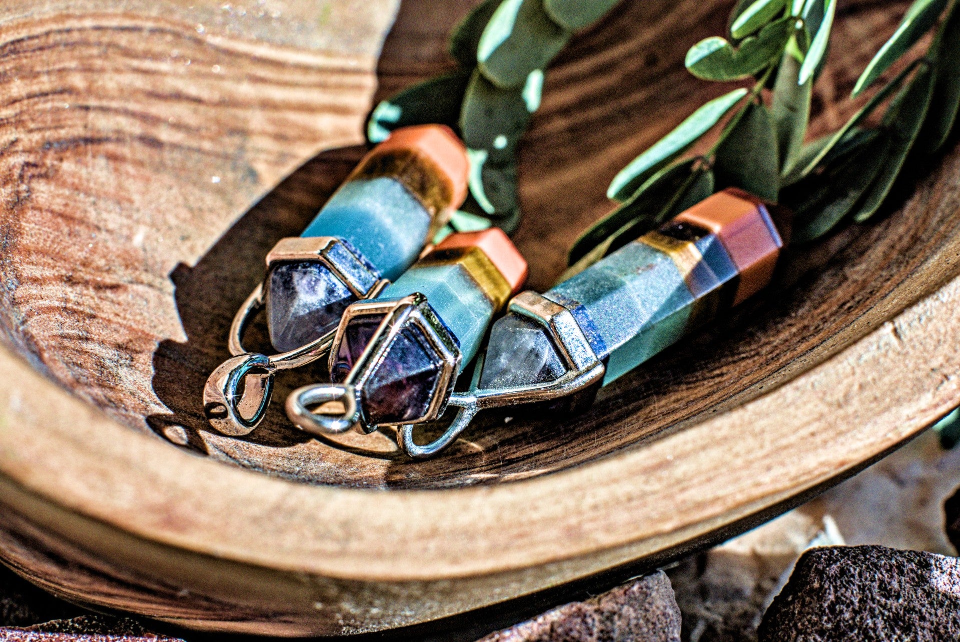 Assorted Hexagonal Gemstone -Pendants