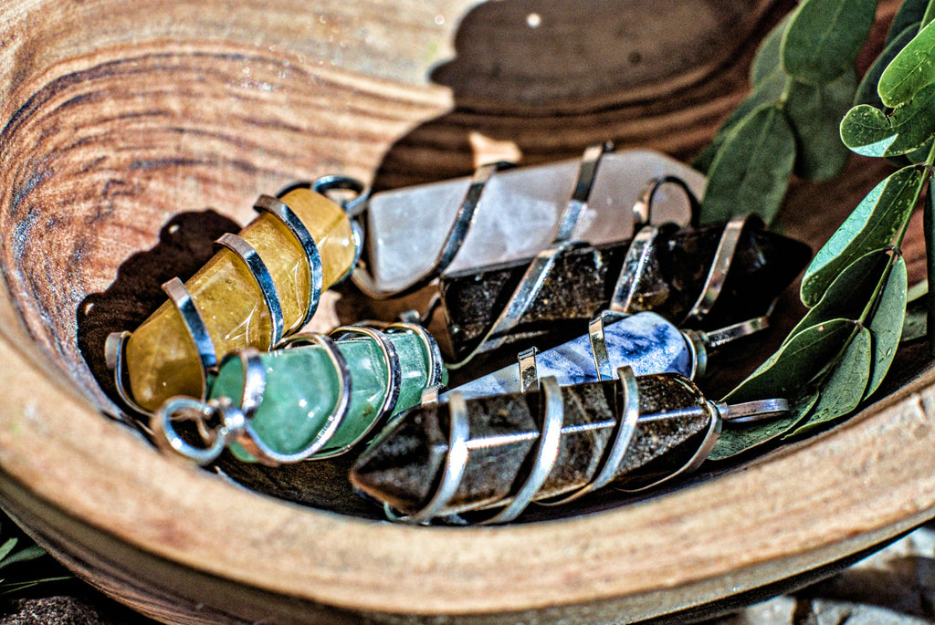 Mixed Gemstone -Spiraled Pendant