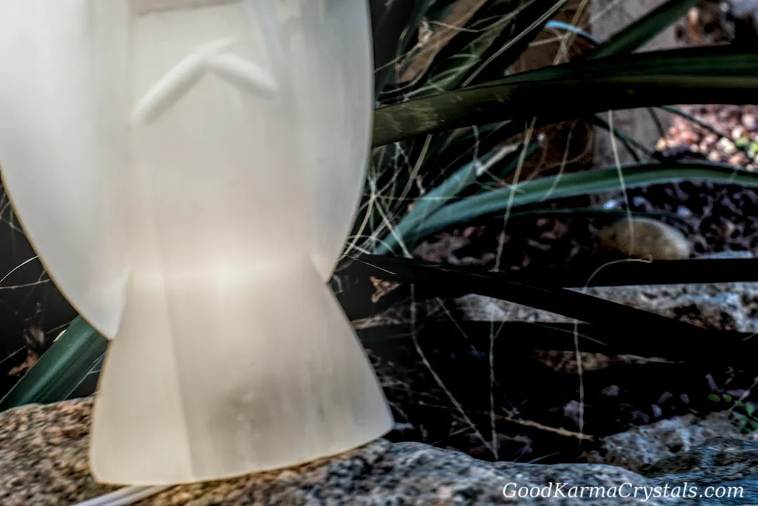 z-Selenite -Polished Gemstone Angel Lamp