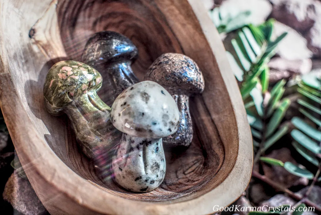 Mixed Gemstones -Mushroom Sculptures