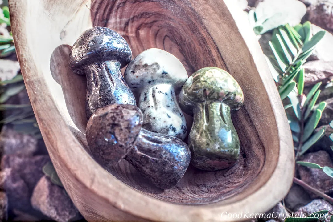 Mixed Gemstones -Mushroom Sculptures