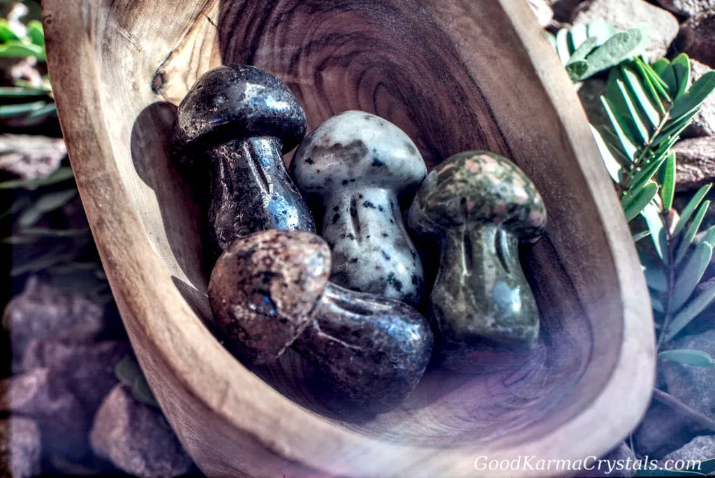 Mixed Gemstones -Mushroom Sculptures