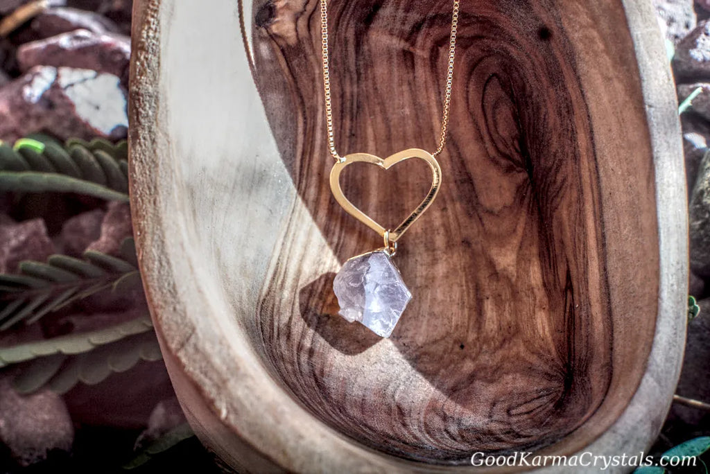 Rose Quartz -Raw Heart Necklace