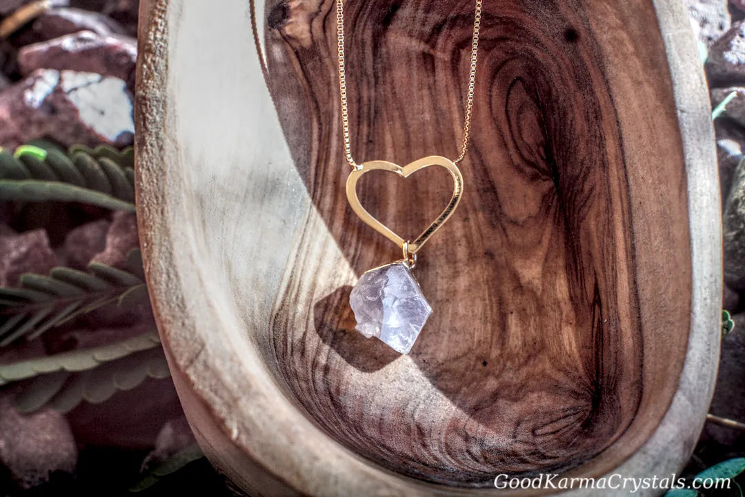 Rose Quartz -Raw Heart Necklace
