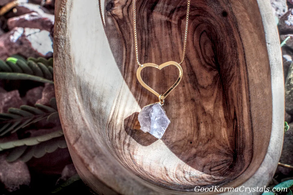 Rose Quartz -Raw Heart Necklace