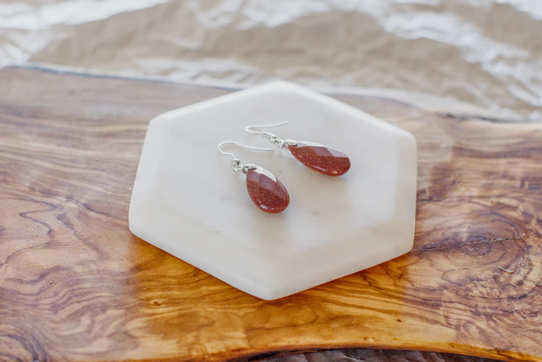 GOLD SANDSTONE FACETED EARRINGS image 0