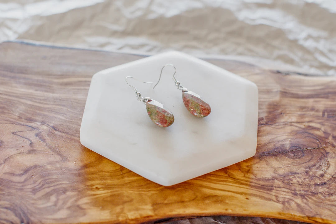 UNAKITE FACETED EARRINGS image 0