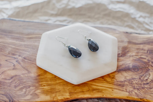 BLACK OBSIDIAN FACETED EARRINGS image 0
