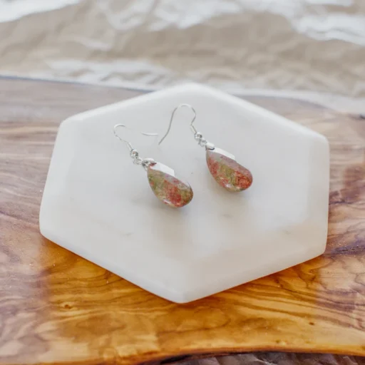 Unakite Faceted Earrings