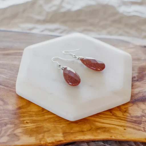 GOLD SANDSTONE FACETED EARRINGS