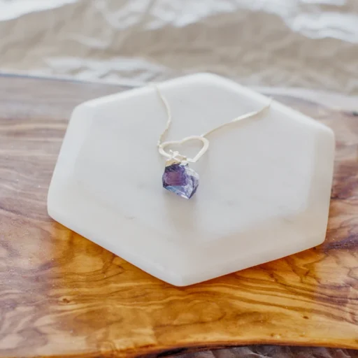 Raw Amethyst Heart Golden Necklace