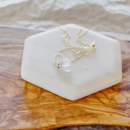 Raw Rose Quartz Golden Necklace